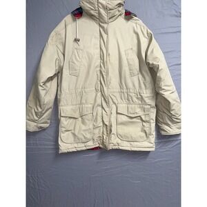 Vintage The Incrowd Collection Parka Jacket Mens Large Beige Flannel Plaid Lined